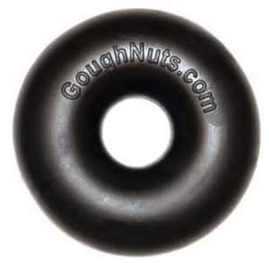 Large black donut called a Goughnut. Also looks like a large black inner tube.